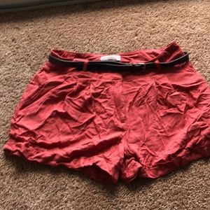 Coral linen shorts